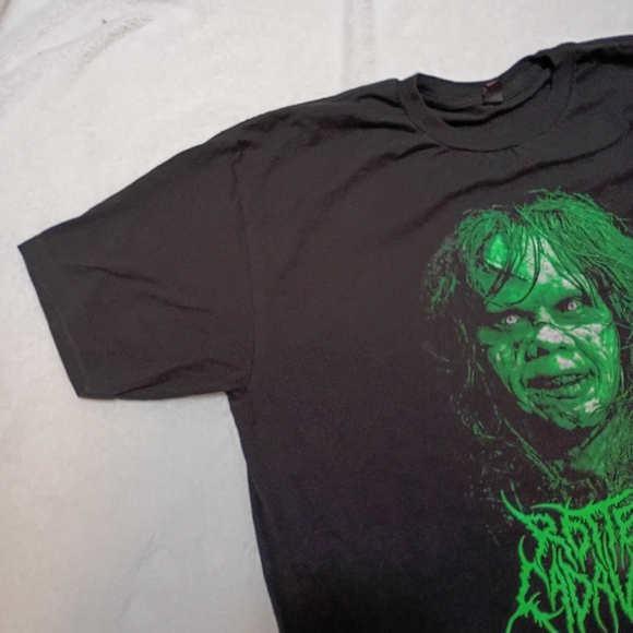 Gore Exorcist Reagan Face T-shirt L Tultex Black Tee with Green Graphic - Picture 2 of 9